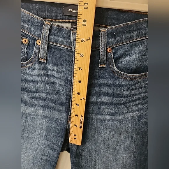 J. Crew Jeans Womens 27 Billie Demi Boot Crop High Rise Stretch Fringe Hem Denim - Picture 8 of 16